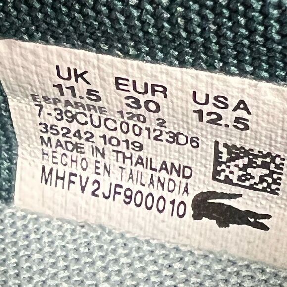 Toddlers LACOSTE Esparre Dark Teal Green Low Top Sneakers / Size 12.5 - Picture 8 of 10